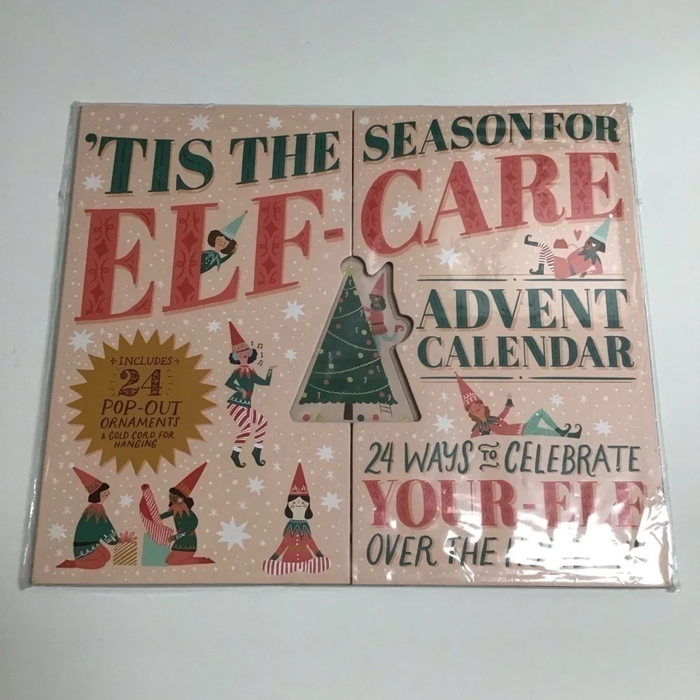 NEW Elf Advent Calendar 24 Pop Out Ornaments Cord Tis the Season for Elf-Care